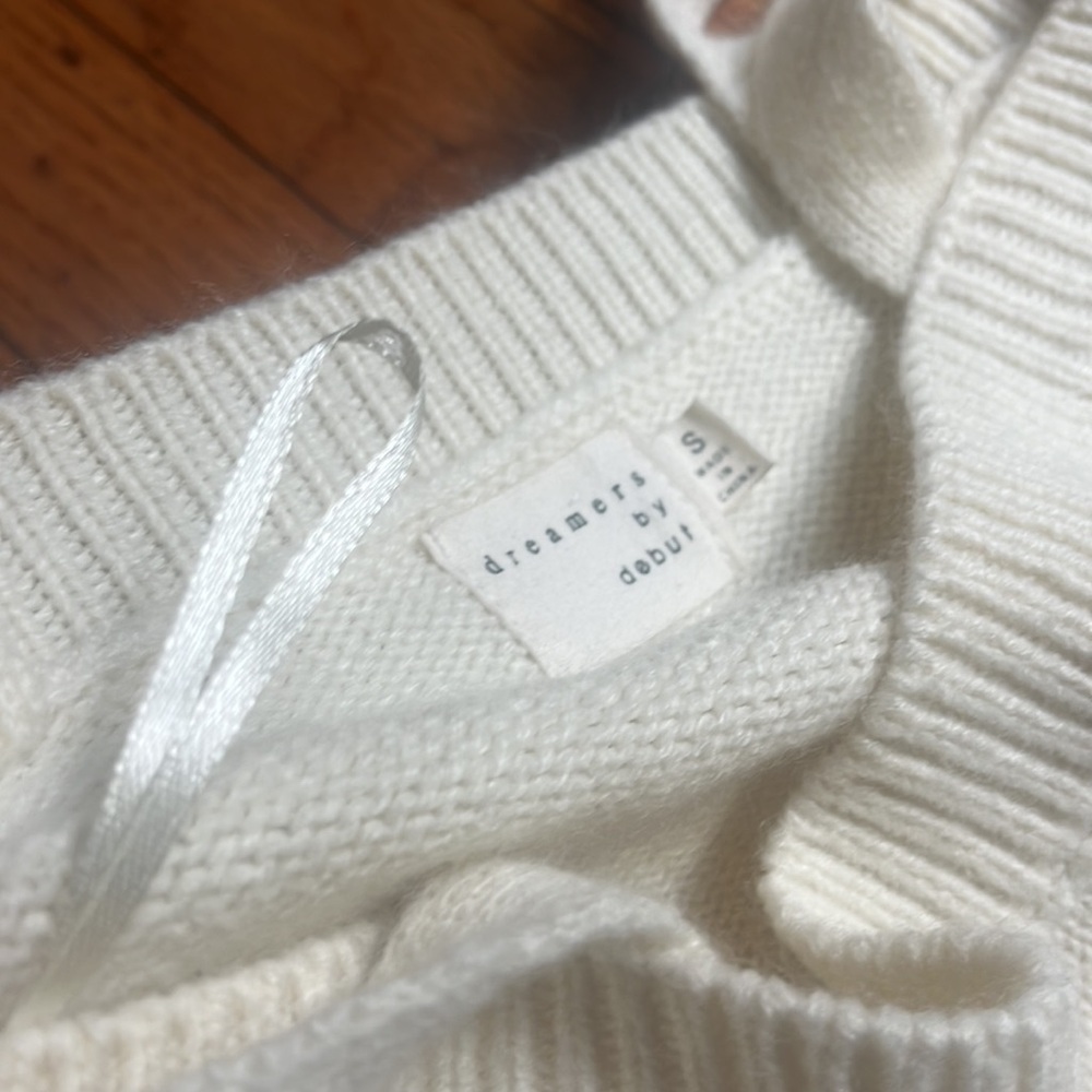 Cream Knit Acrylic Sweater Tank Small Women’s dreamers by debut Crop Tank Top - Picture 3 of 7
